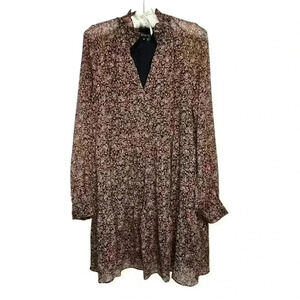 1.STATE Floral Print Long Sleeve Tiered Smock Swing  BOHO Bohemian Dress, size M